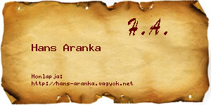 Hans Aranka névjegykártya